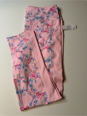 NWT Women's Shabby Chic Pink Floral Active Leggings Size XL (D2)